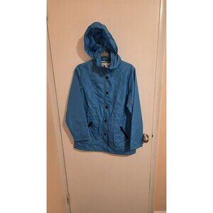 Mirror Image Wind Breaker Jacket Womens Blue Hood Zip Snap Womens Medium NWT